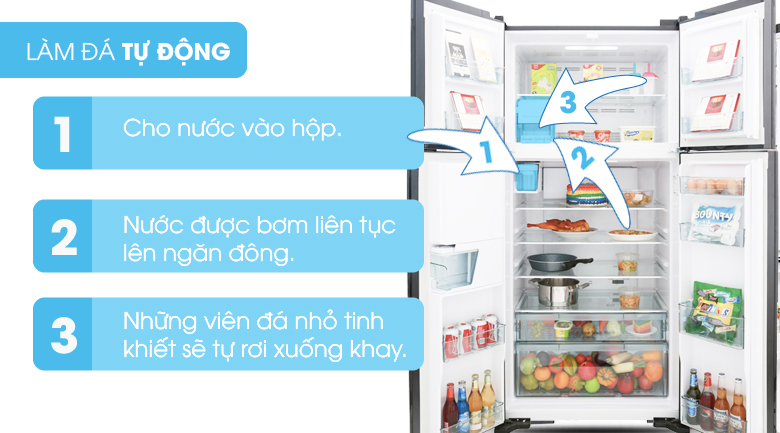 Chức năng tự động làm đá tiện lợi và đơn giản - Tủ lạnh Hitachi Inverter 540 lít R-FW690PGV7X GBK Chức năng tự động làm đá tiện lợi và đơn giản - Tủ lạnh Hitachi Inverter 540 lít R-FW690PGV7X GBK