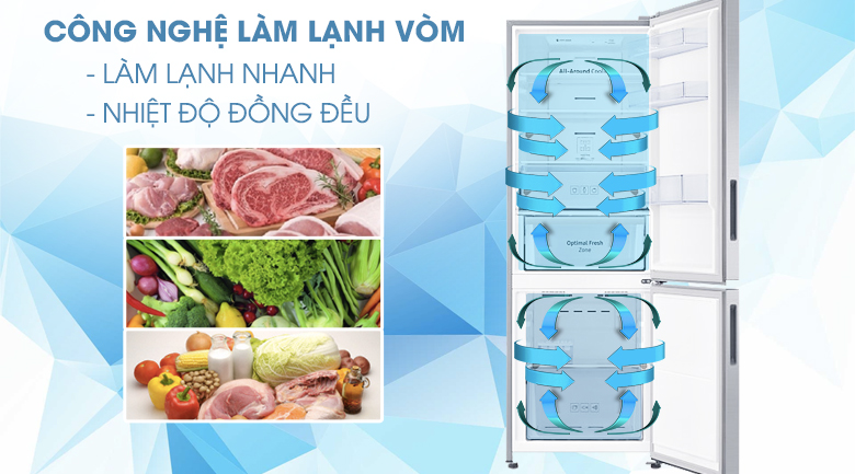 Công nghệ làm lạnh vòm - Tủ lạnh Samsung Inverter 310 lít RB30N4010S8/SV Công nghệ làm lạnh vòm - Tủ lạnh Samsung Inverter 310 lít RB30N4010S8/SV