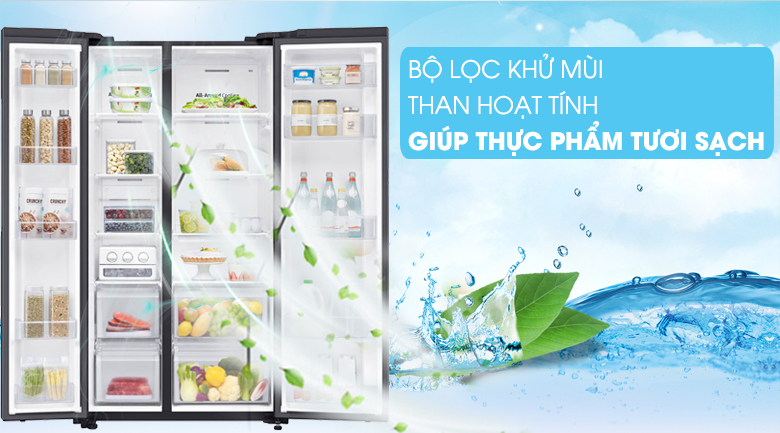 Bộ lọc khử mùi than hoạt tính trả lại không gian trong lành, không bám mùi hôi khó chịu - Tủ lạnh Samsung Inverter 647 lít RS62R5001B4/SV Mẫu 2019 Bộ lọc khử mùi than hoạt tính trả lại không gian trong lành, không bám mùi hôi khó chịu - Tủ lạnh Samsung Inverter 647 lít RS62R5001B4/SV Mẫu 2019