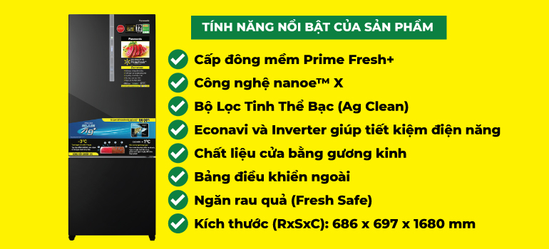 Tủ lạnh Panasonic Inverter 380 lít NR-BX421XGKV Tủ lạnh Panasonic Inverter 380 lít NR-BX421XGKV