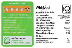 May Giat Whirlpool Inverter 10 Kg Vwiid1002fg