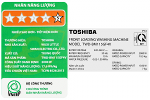 May Giat Say Toshiba Inverter 10.5 Kg TWD BM115GF4V(SK)