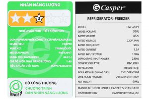 Tu Lanh Casper Inverter 462 Lit Rm 520vt