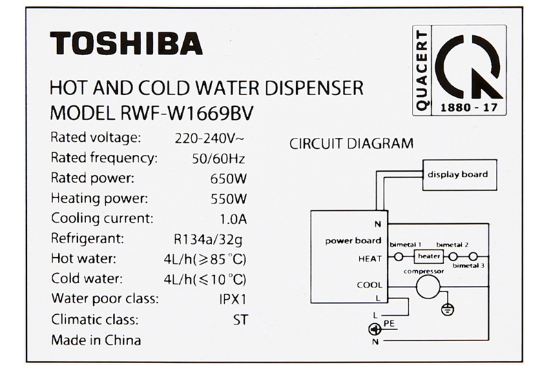 Cây nước nóng lạnh Toshiba RWF-W1669BV(K1) 650W Cây nước nóng lạnh Toshiba RWF-W1669BV(K1) 650W