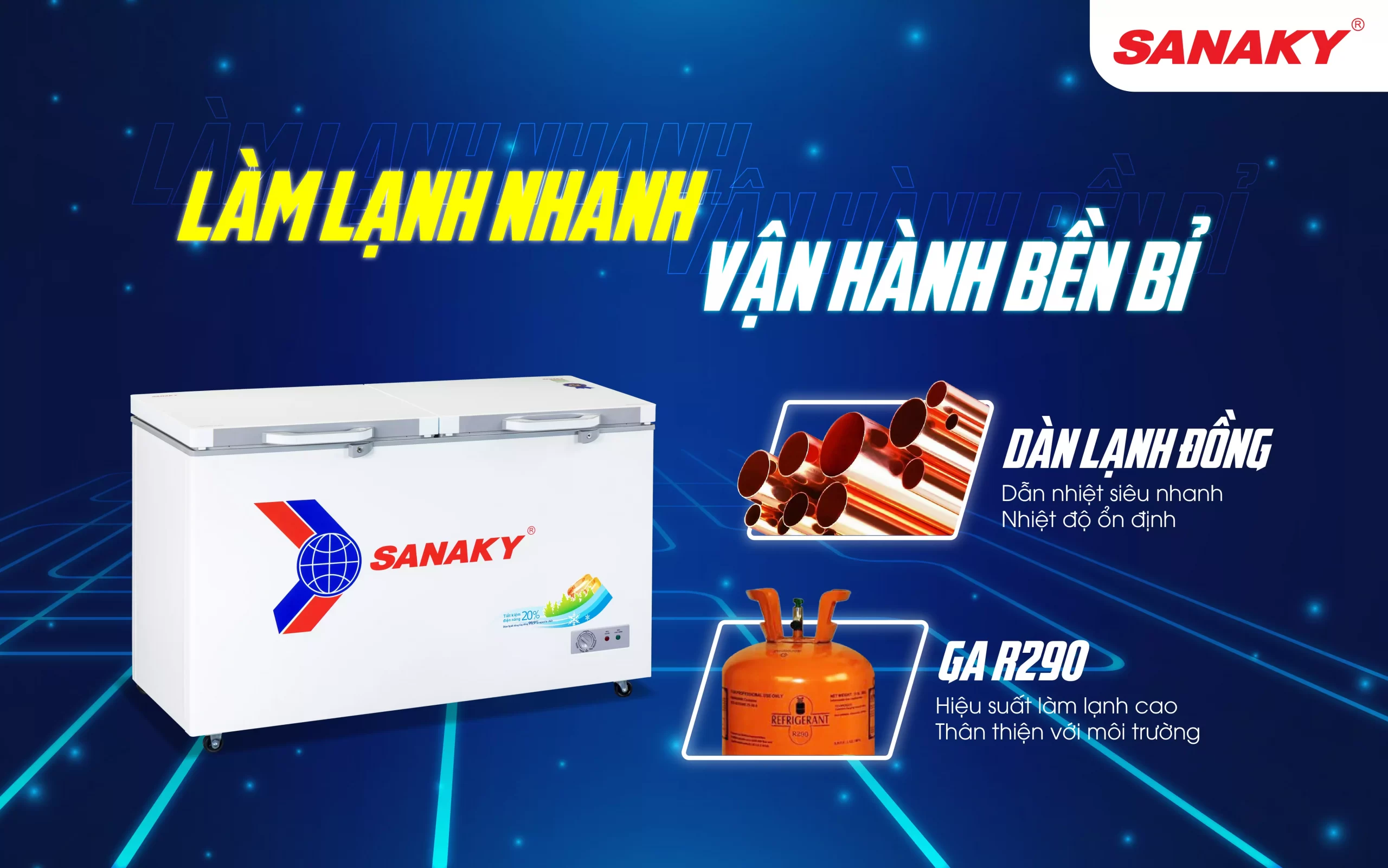Tủ đông Sanaky 410 lít VH-5699HYK Tủ đông Sanaky 410 lít VH-5699HYK