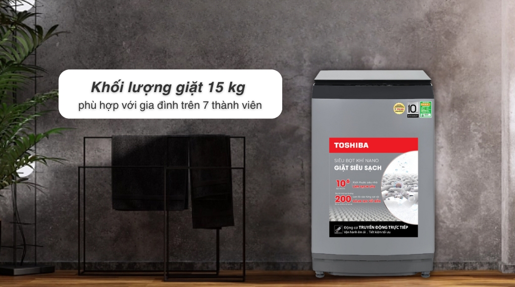 Máy giặt Toshiba Inverter 15 kg AW-DUM1600LV(SG) - Khối lượng giặt và chương trình