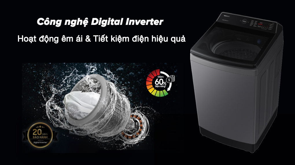 Máy giặt Samsung Inverter 10.5 kg WA10CG5745BDSV - Công nghệ Digital Inverter vận hành êm ái và sử dụng tiết kiệm điện hiệu quả Máy giặt Samsung Inverter 10.5 kg WA10CG5745BDSV - Công nghệ Digital Inverter vận hành êm ái và sử dụng tiết kiệm điện hiệu quả