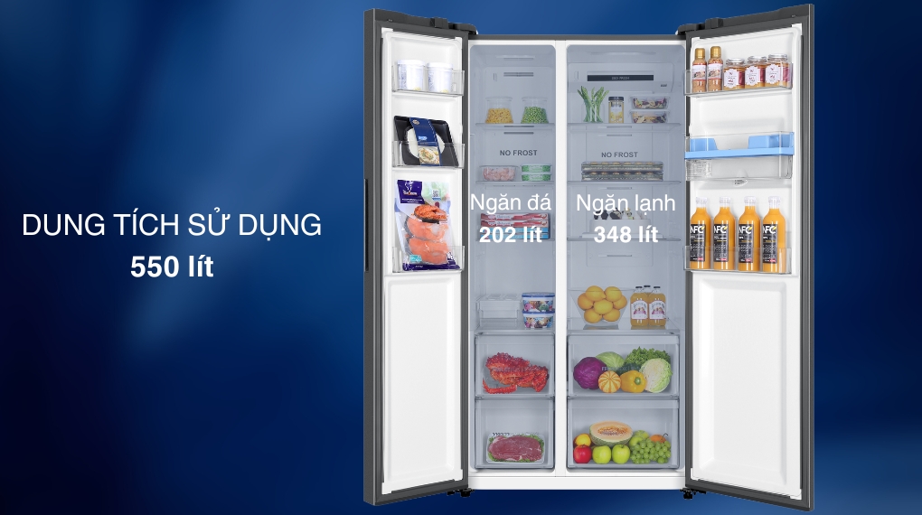 Tủ lạnh Aqua Inverter 550 lít Side By Side AQR-S612XA(WCB) - Ngăn đá