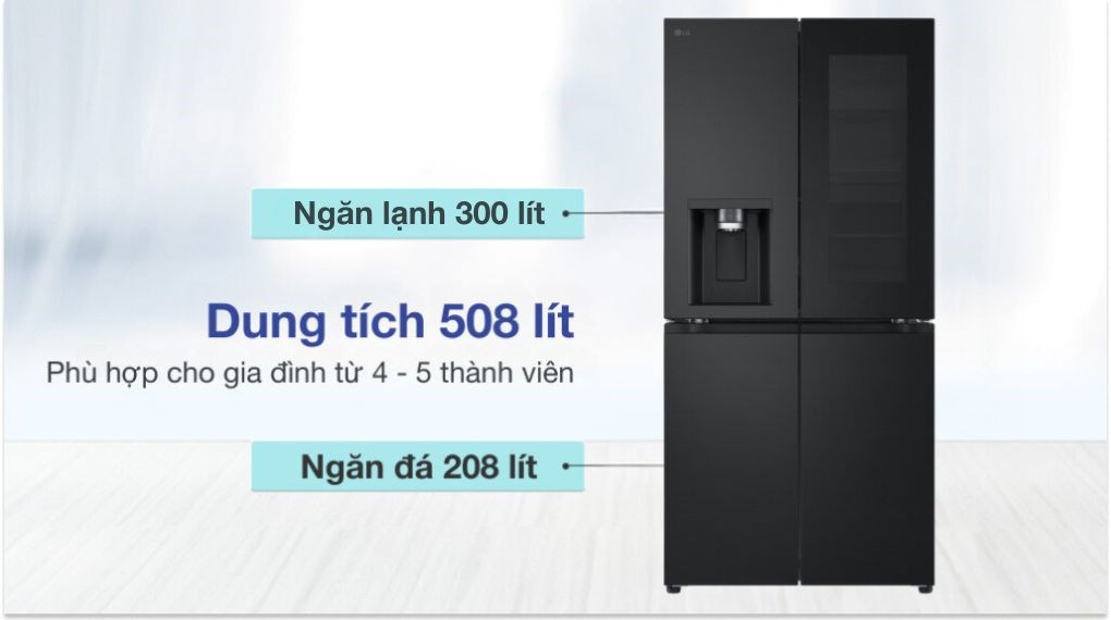 Tủ lạnh LG Inverter 508 lít Multi Door InstaView LFI50BLMAI - Dung tích sử dụng