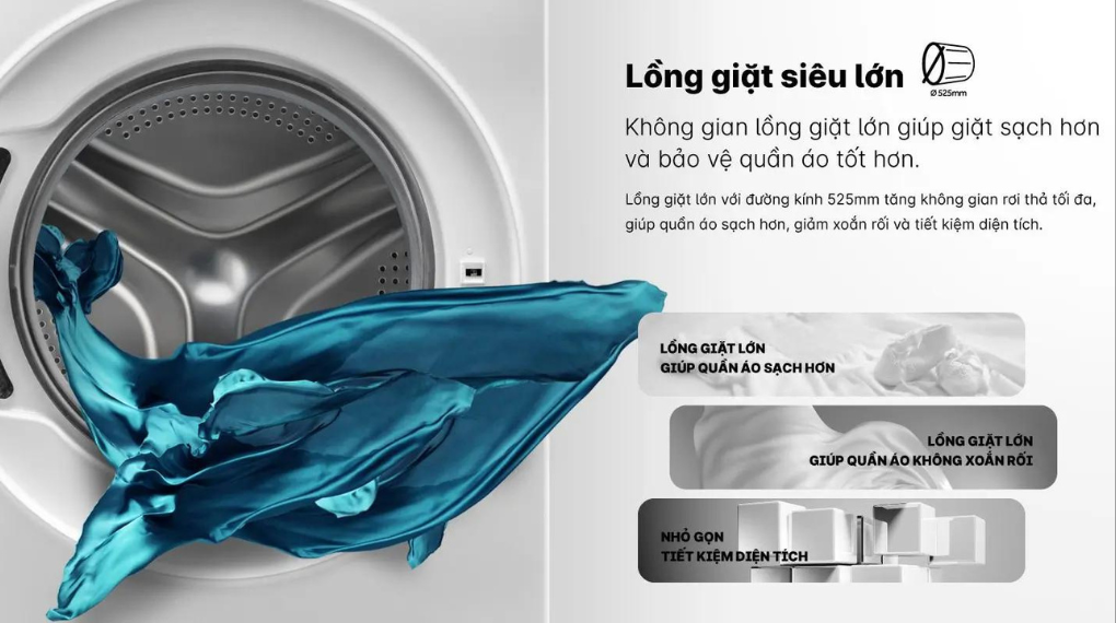 Máy giặt Aqua Inverter 13 kg AW13-BP4959K(S8) - Lồng giặt Pillow Máy giặt Aqua Inverter 13 kg AW13-BP4959K(S8) - Lồng giặt Pillow