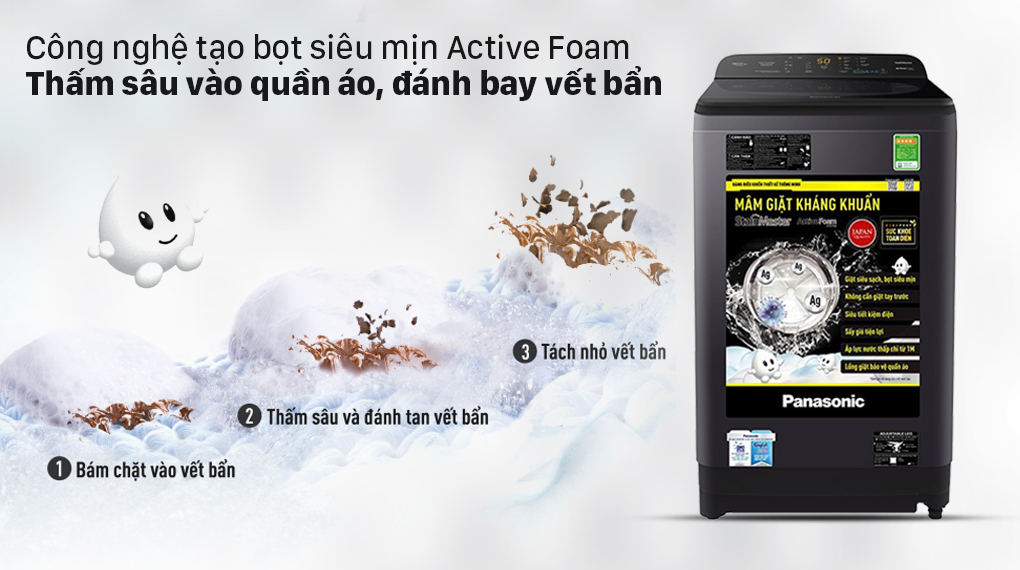 Máy giặt Panasonic 9 Kg NA-F90A9BRV - Active Foam Máy giặt Panasonic 9 Kg NA-F90A9BRV - Active Foam