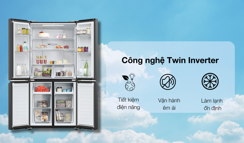 tiết kiệm điên - Tủ lạnh Aqua Inverter 469 lít Multi Door AQR-M536XA(GB) tiết kiệm điên - Tủ lạnh Aqua Inverter 469 lít Multi Door AQR-M536XA(GB)
