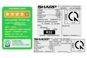 Máy lạnh Sharp Inverter 1.5 HP AH-XP13BSW