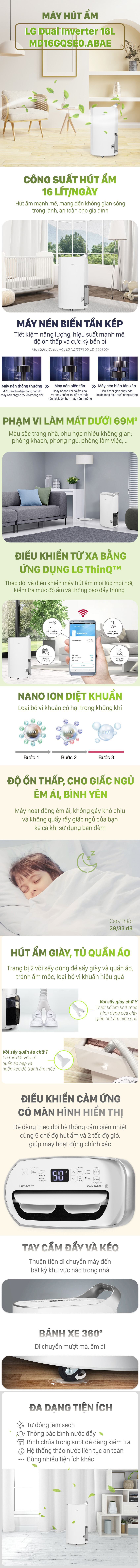 Máy hút ẩm LG Dual Inverter 16L MD16GQSE0.ABAE Máy hút ẩm LG Dual Inverter 16L MD16GQSE0.ABAE