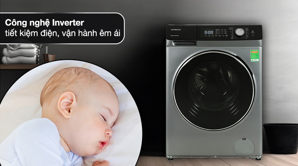 Máy giặt Hitachi Inverter 10.5 kg BD-1054HVOS - Công nghệ Inverter