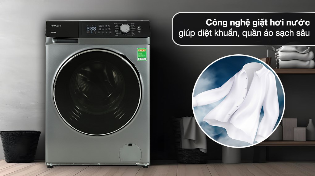 Máy giặt Hitachi Inverter 9.5 kg BD-954HVOS - Giặt hơi nước