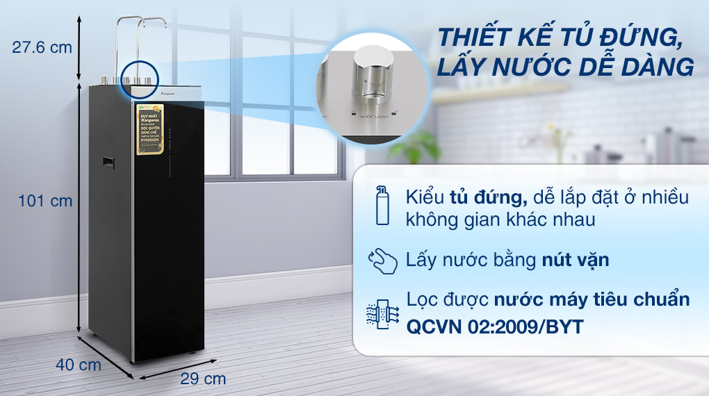 Máy lọc nước RO nóng nguội lạnh Hydrogen Kangaroo KG12A8 12 lõi - Thiết kế Máy lọc nước RO nóng nguội lạnh Hydrogen Kangaroo KG12A8 12 lõi - Thiết kế