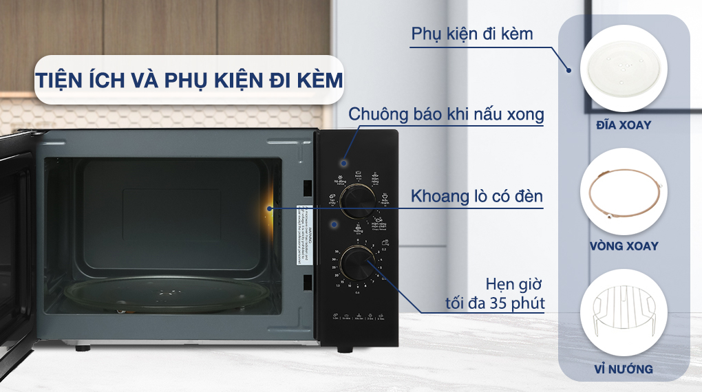 Lò vi sóng có nướng Electrolux EMG23K22B 23 lít - Tiện ích và phụ kiện Lò vi sóng có nướng Electrolux EMG23K22B 23 lít - Tiện ích và phụ kiện