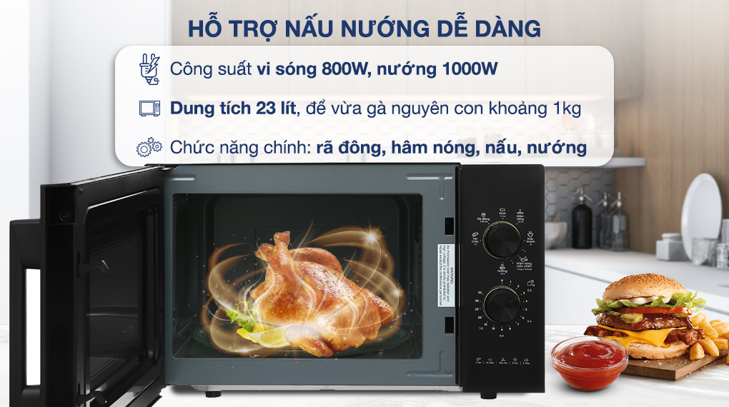 Lò vi sóng có nướng Electrolux EMG23K22B 23 lít - Hỗ trợ nấu nướng Lò vi sóng có nướng Electrolux EMG23K22B 23 lít - Hỗ trợ nấu nướng