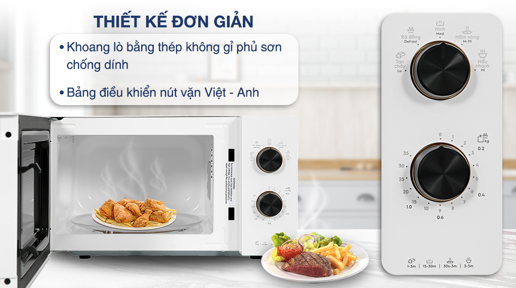 Lò vi sóng Electrolux EMM20K22W 20 lít - Thiết kế Lò vi sóng Electrolux EMM20K22W 20 lít - Thiết kế