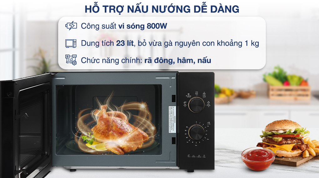 Lò vi sóng Electrolux EMM23K22B 23 lít - Hỗ trợ nấu nướng Lò vi sóng Electrolux EMM23K22B 23 lít - Hỗ trợ nấu nướng