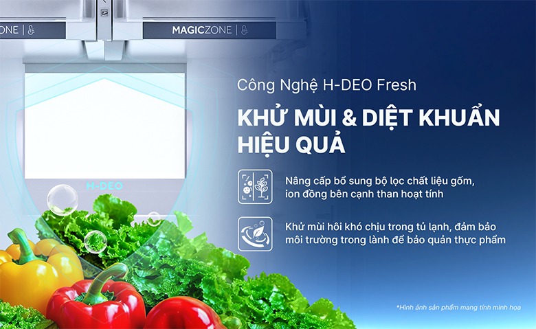 Tủ lạnh Aqua AQR-T518FA(SL)) - Công nghệ H - Deo Fresh khử mùi, diệt khuẩn hiệu quả