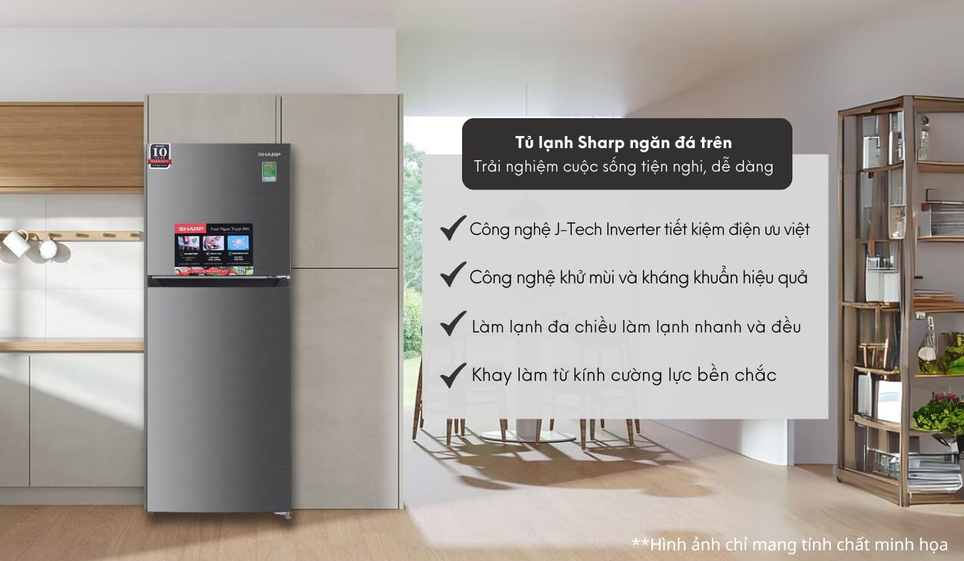 Tủ lạnh Sharp Inverter 215 lít SJ-X215V-SL