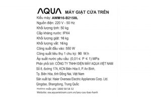 Máy giặt Aqua Inverter 16 kg AWM16-B2158L(B)