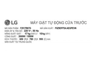 Máy giặt sấy LG Inverter giặt 17 kg - sấy 10 kg F2517RNTG