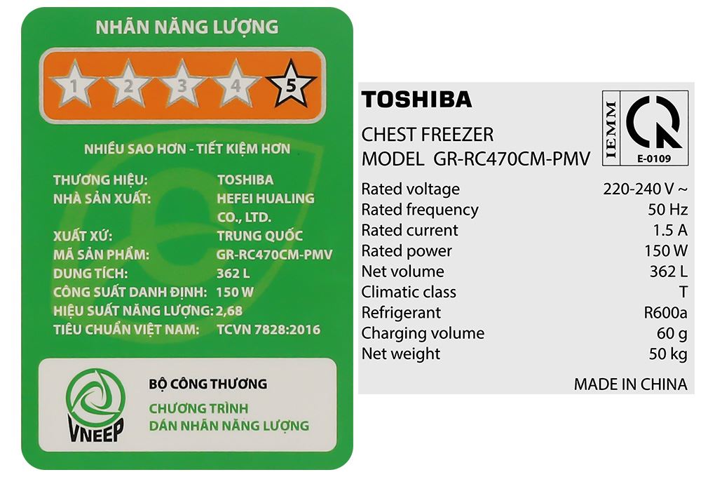 Tủ đông Toshiba Inverter 362 lít GR-RC470CM-PMV(01) Tủ đông Toshiba Inverter 362 lít GR-RC470CM-PMV(01)