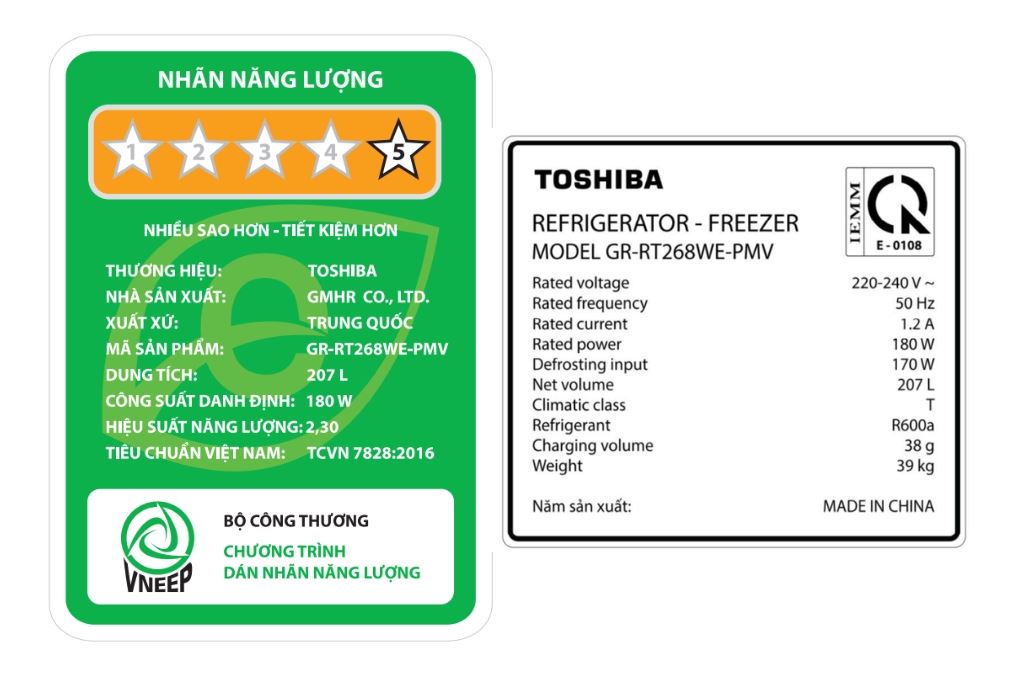 Tủ lạnh Toshiba Inverter 207 lít GR-RT268WE-PMV(68) Tủ lạnh Toshiba Inverter 207 lít GR-RT268WE-PMV(68)