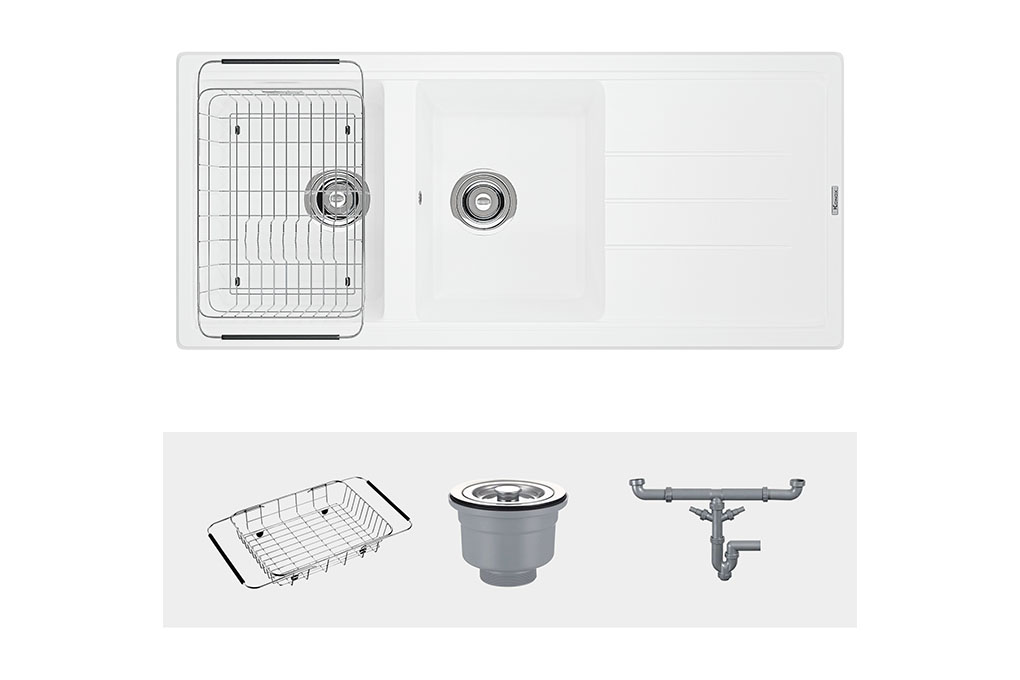 Chậu rửa bát Konox Granite Sink Phoenix 1160 White Silver Chậu rửa bát Konox Granite Sink Phoenix 1160 White Silver