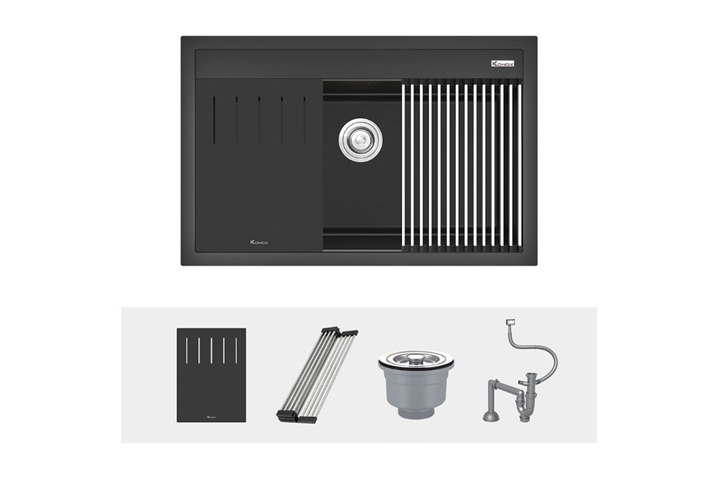 Chậu rửa bát Konox Granite Sink Terra 790S Black Chậu rửa bát Konox Granite Sink Terra 790S Black