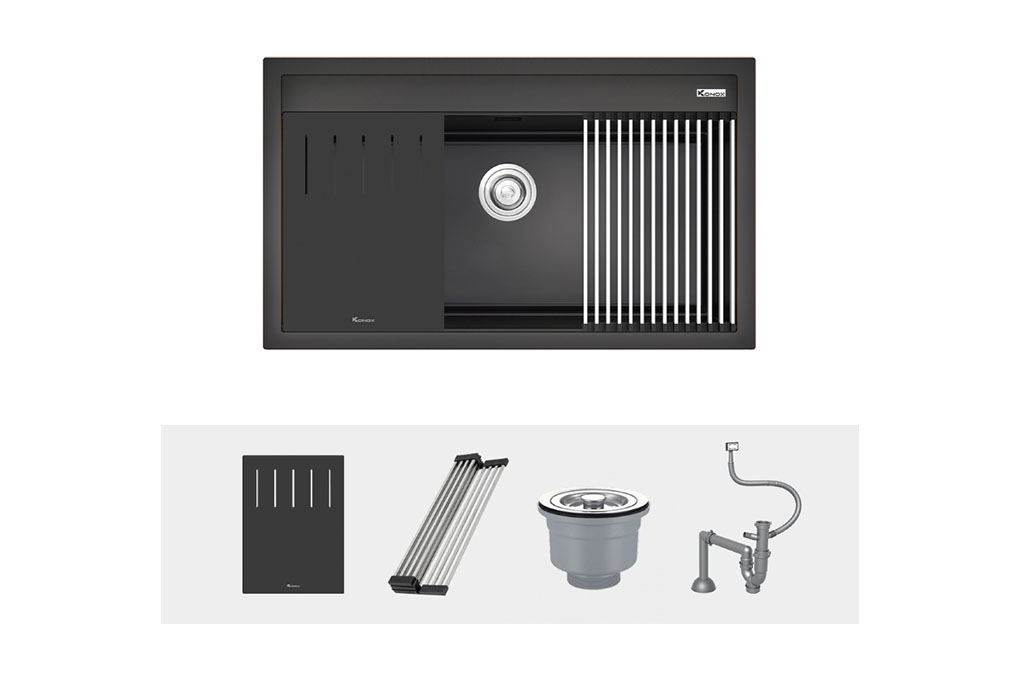 Chậu rửa bát Konox Granite Sink Terra 860S Black Chậu rửa bát Konox Granite Sink Terra 860S Black