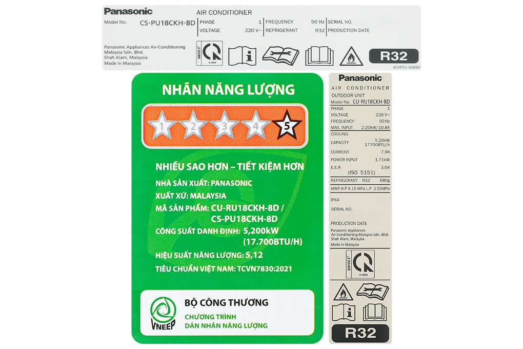 Điều hòa Panasonic Inverter 17700 BTU CU/CS-PU18CKH-8D Điều hòa Panasonic Inverter 17700 BTU CU/CS-PU18CKH-8D