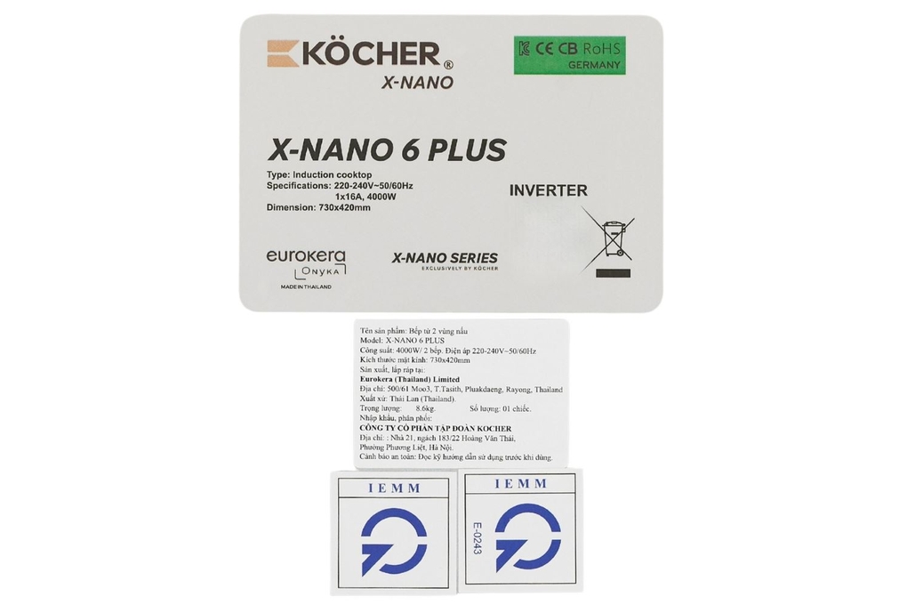 Bếp từ đôi âm Kocher X Nano 6 Plus 4000W Bếp từ đôi âm Kocher X Nano 6 Plus 4000W
