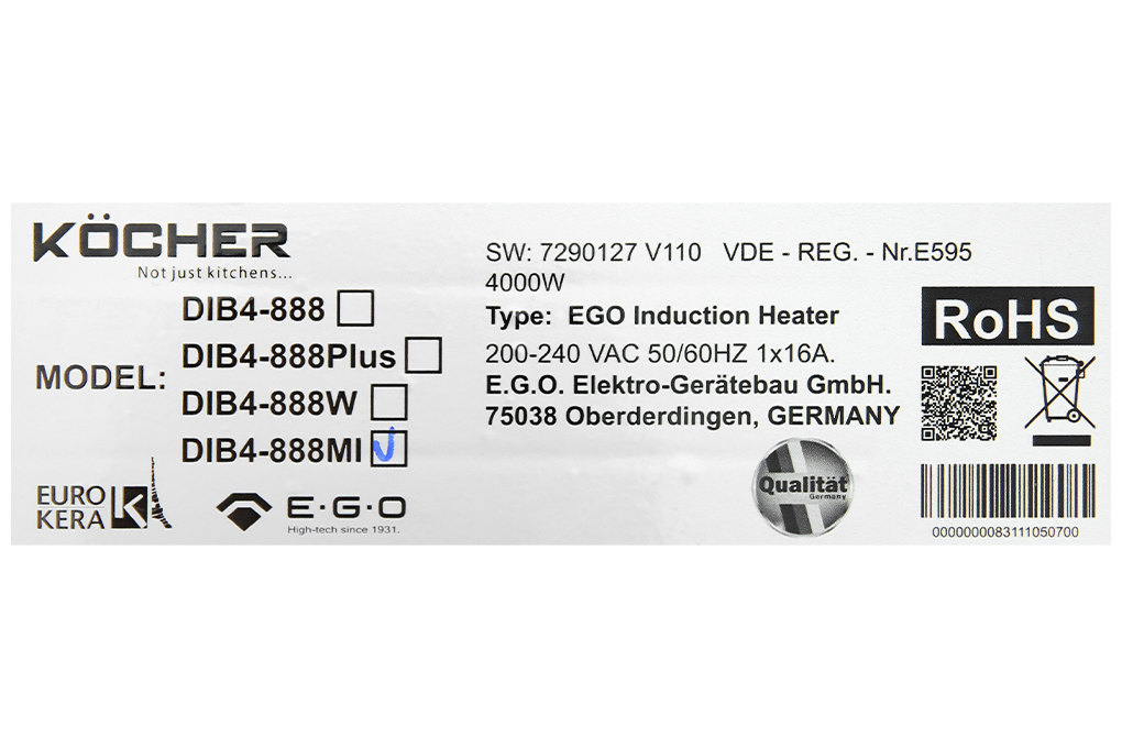 Bếp từ đôi lắp âm Kocher DIB4-888MI Bếp từ đôi lắp âm Kocher DIB4-888MI