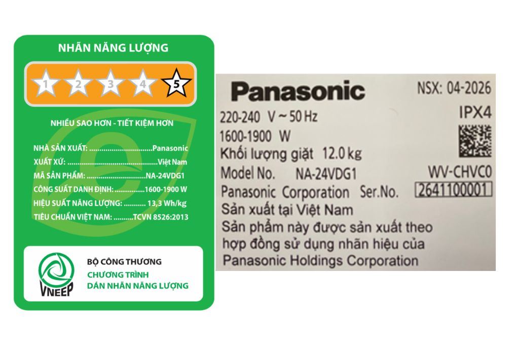 Máy giặt Panasonic Inverter 12 kg NA-24VDG1BVT Máy giặt Panasonic Inverter 12 kg NA-24VDG1BVT