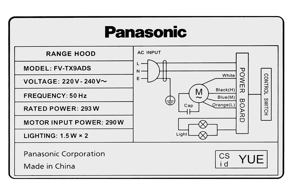 Máy hút mùi áp tường Panasonic FV-TX9ADSYUE Máy hút mùi áp tường Panasonic FV-TX9ADSYUE
