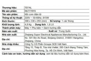 Nồi cơm điện tử Tefal 1.8 lít Delirice Max RK7778Y0