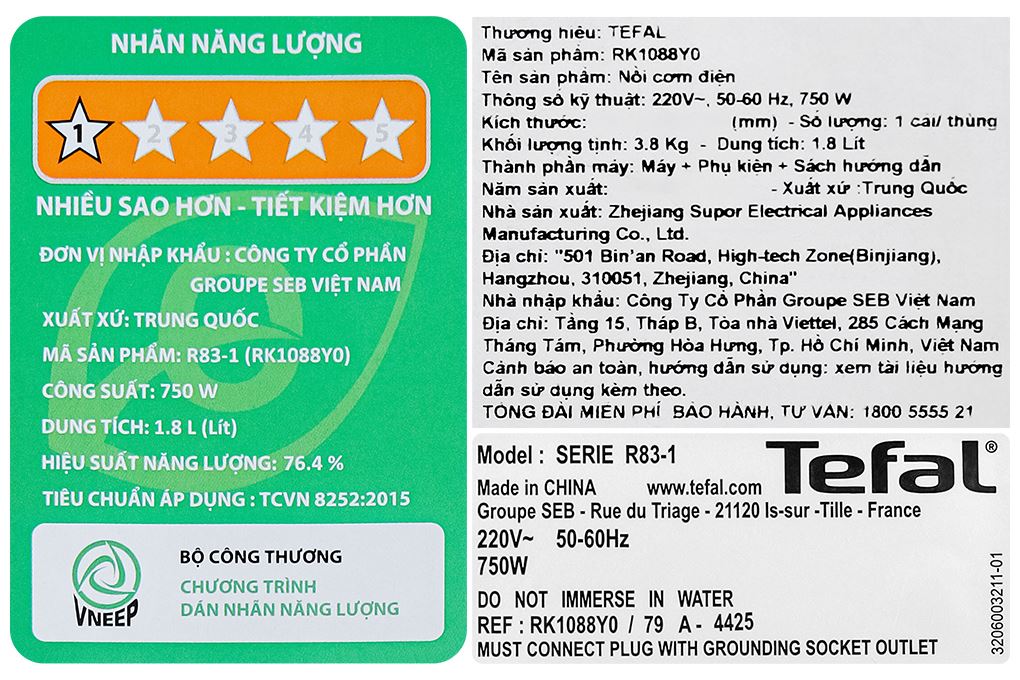 Nồi cơm điện tử Tefal 1.8 lít RK1088Y0 Nồi cơm điện tử Tefal 1.8 lít RK1088Y0