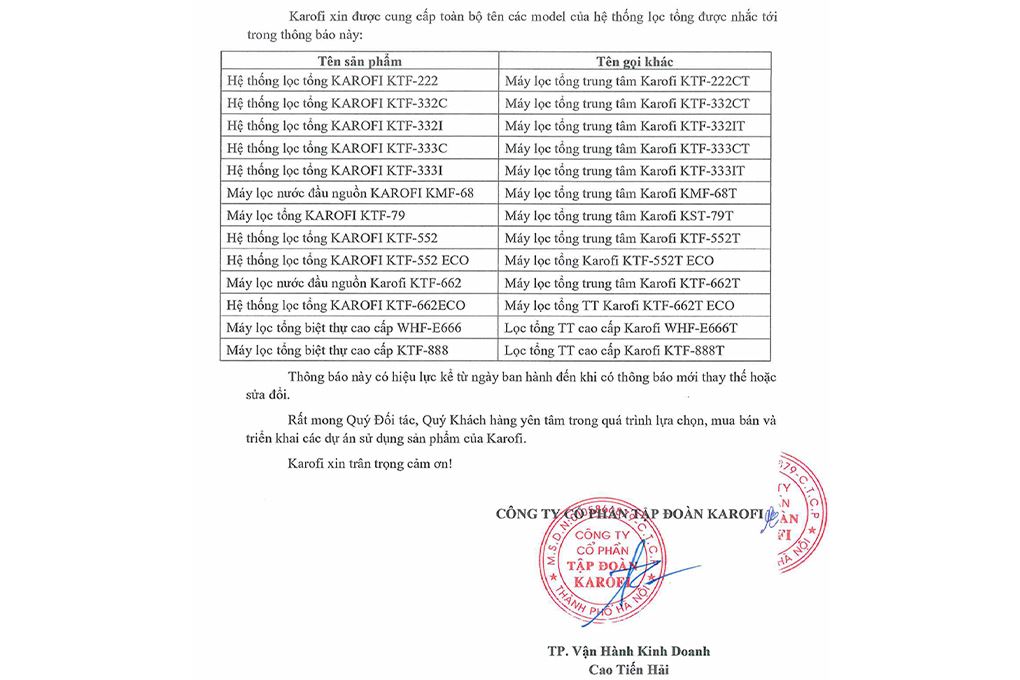 Máy lọc tổng đầu nguồn Karofi KTF-662 Máy lọc tổng đầu nguồn Karofi KTF-662