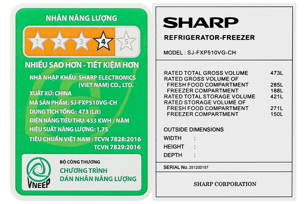 Tủ lạnh Sharp Inverter Multi Door 421 lít SJ-FXP510VG-CH Tủ lạnh Sharp Inverter Multi Door 421 lít SJ-FXP510VG-CH