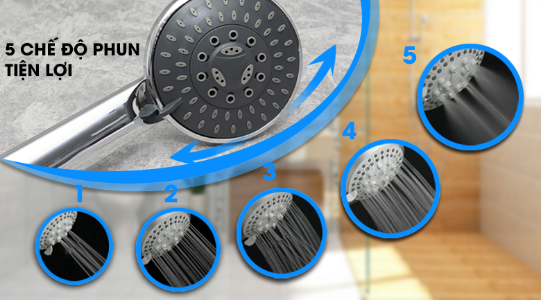 Vòi sen 5 chế độ phun - Máy nước nóng Ariston ST45PE-VN 