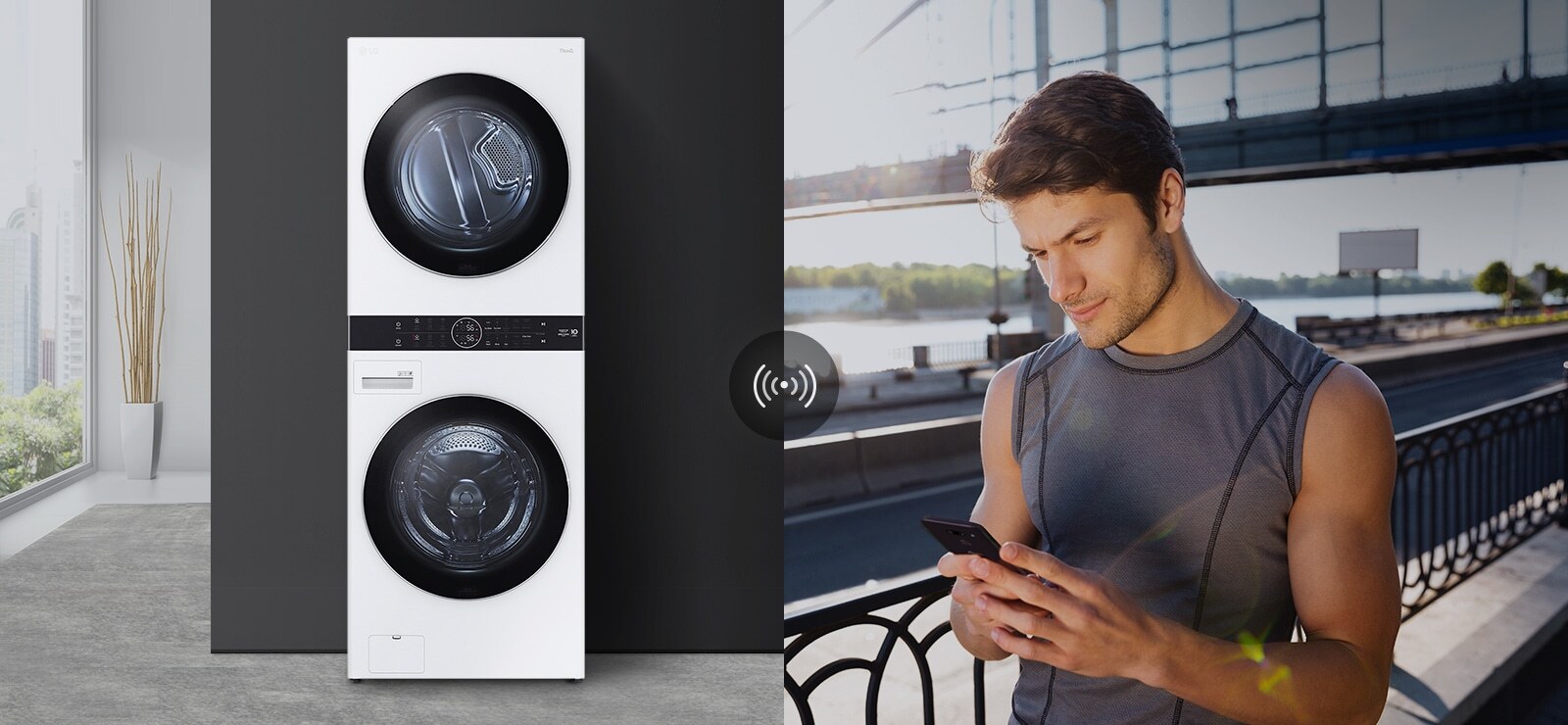 Tháp giặt sấy cao cấp LG WashTower 21 kg sấy 16 kg WT2116SHEG