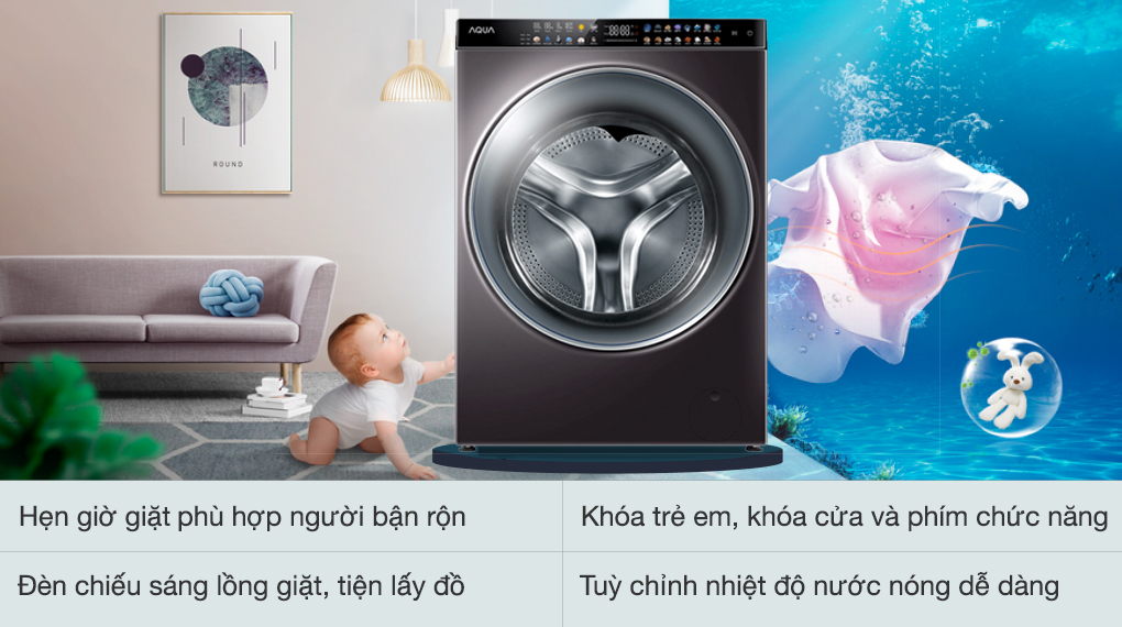 Máy giặt sấy Aqua Inverter 15 Kg AQD-DH1500G PP