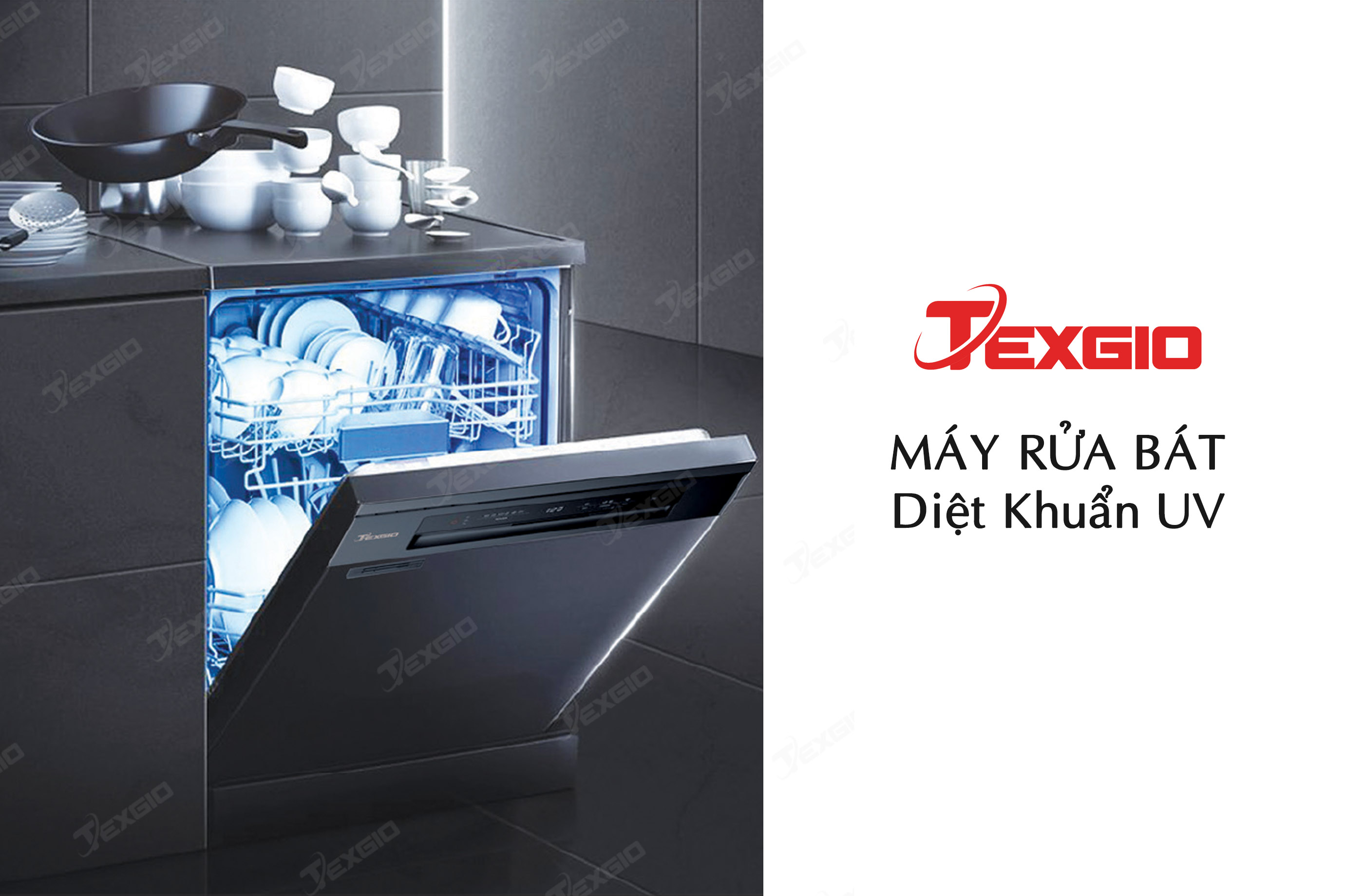 Máy rửa bát Texgio 13 bộ TG21H775B - Diệt Khuẩn UV