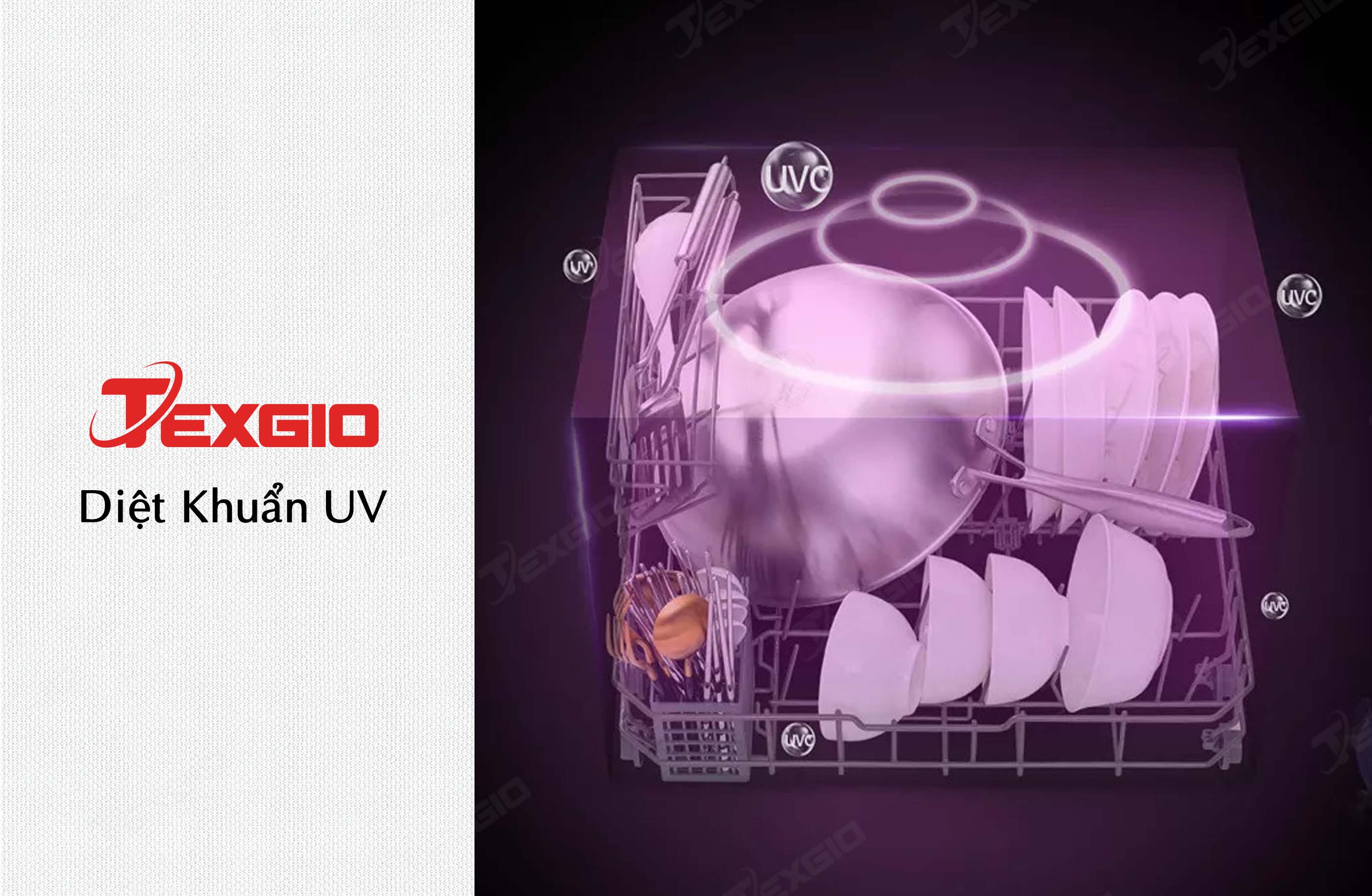 Máy rửa bát Texgio 11 Bộ TG-BI205 - Sấy Khí Nóng, Diệt Khuẩn UV