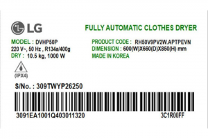 May Say Bom Nhiet Lg 10.5 Kg DVHP50P