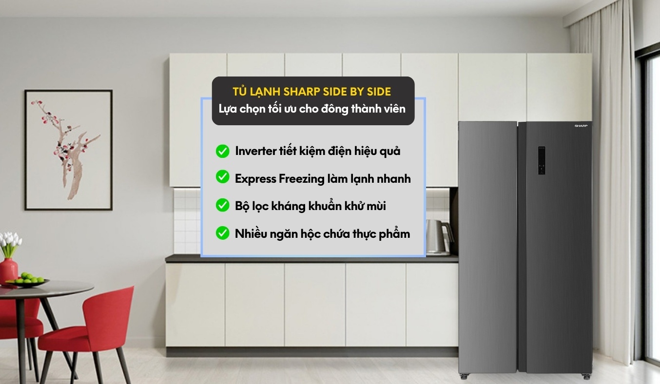 Tủ lạnh Sharp Inverter 532 lít SJ-SBX530V-DS